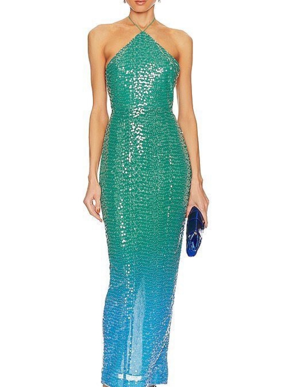 Sau Lee Jasmin Halter Sequin Ombre Gown (Size: US 4) NWT